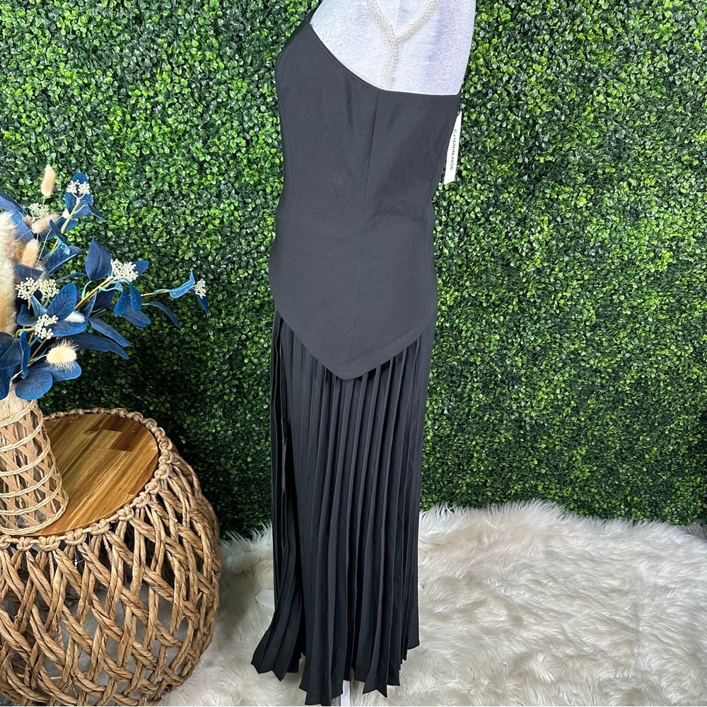 Nwt Commense Solid Pleated Strapless Split Dress … - image 3